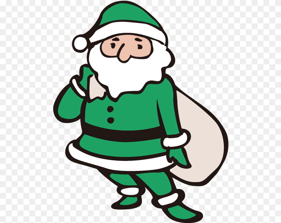Christmas Green Cartoon Santa Claus For Santa Claus Green Clipart, Elf, Baby, Person, Clothing Free Transparent Png