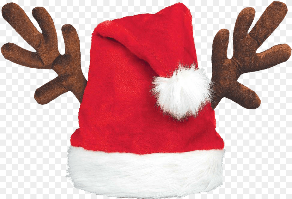 Christmas Hat Background Santa Hat Antlers, Clothing, Glove, Plush, Toy Png Image