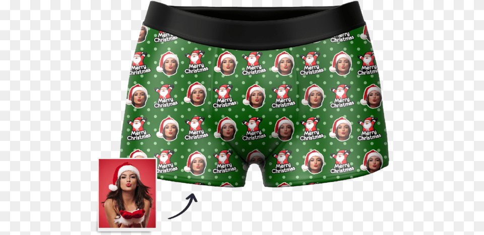 Christmas Hat Custom Santa Claus Face Boxer Shorts Santa Socks Boxers, Clothing, Underwear, Adult, Female Free Transparent Png