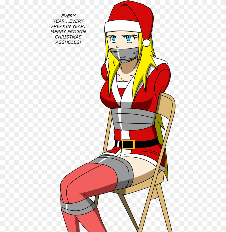 Christmas Hats Duct Taped Anime Girl, Publication, Book, Comics, Adult Png
