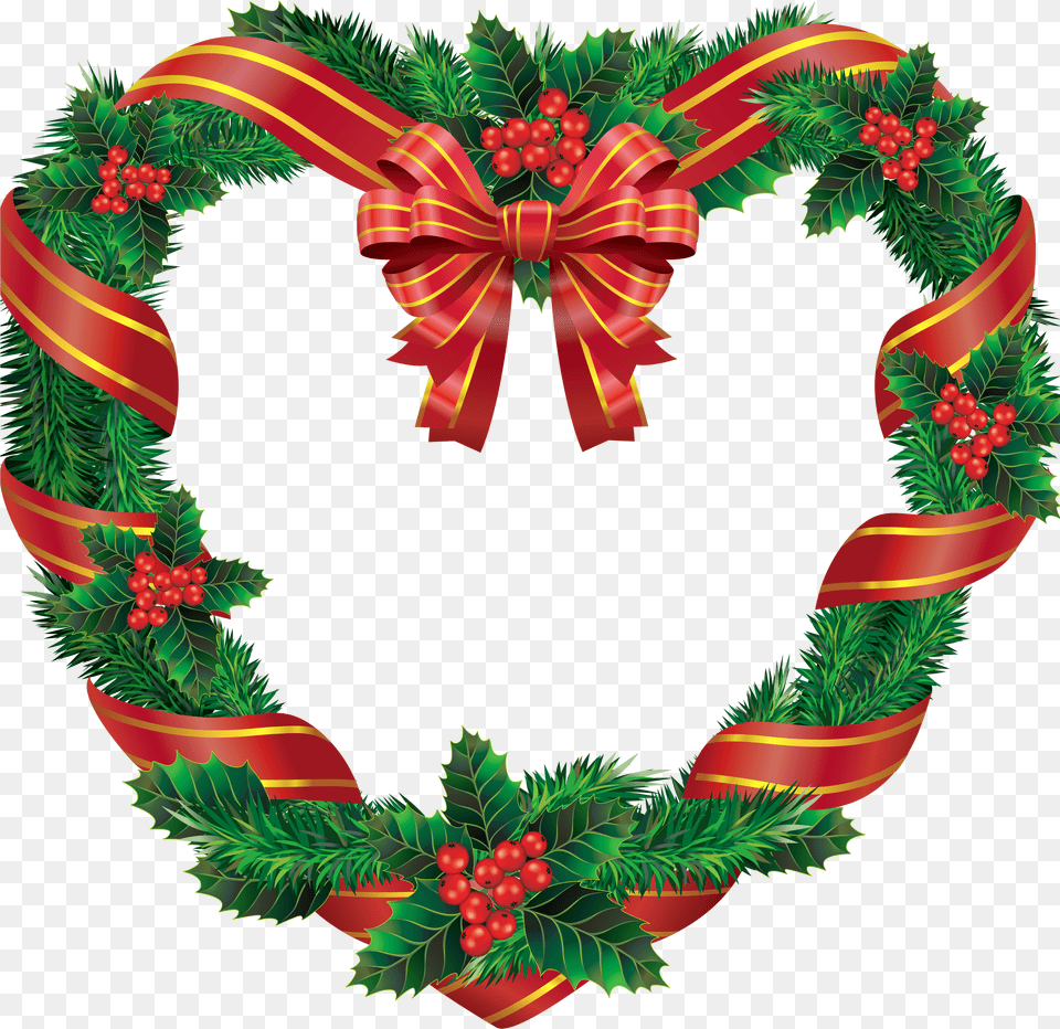 Christmas Heart Wreath, Plant Free Transparent Png