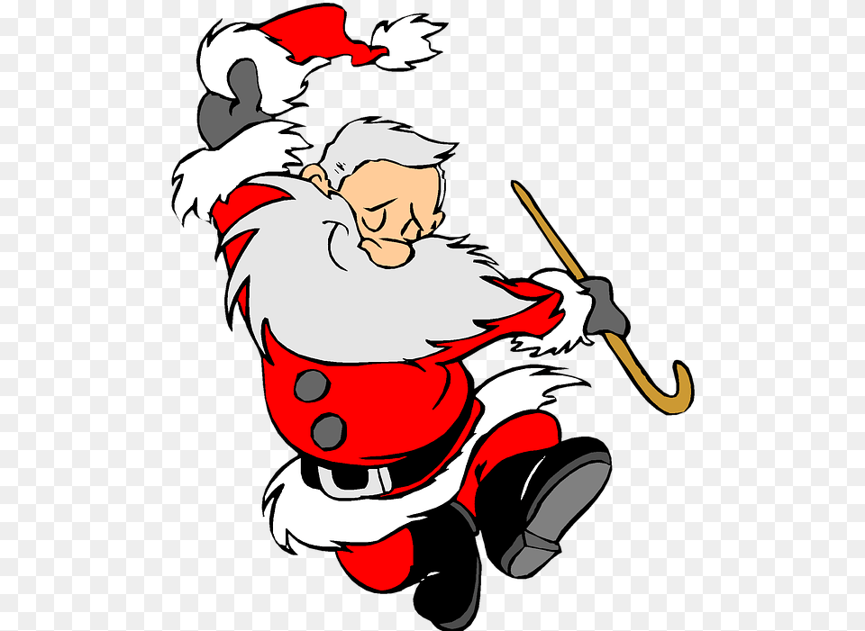 Christmas Holiday Clip Art Santa Clause Happy Dancing Santa, Baby, Person, Face, Head Free Png