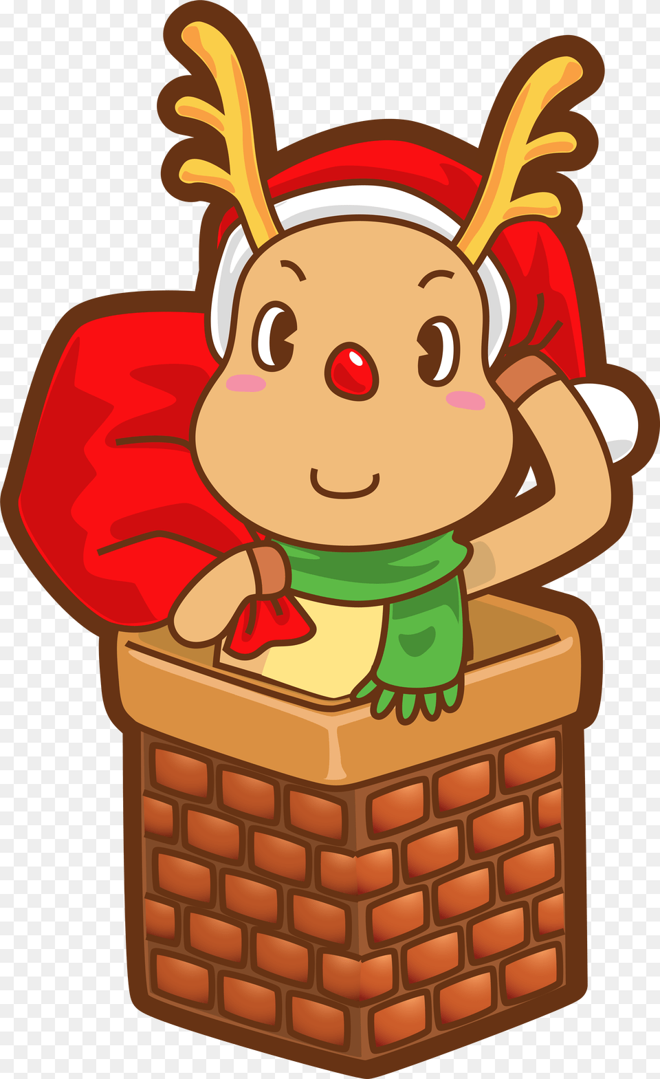 Christmas In Chimney Clip Art Rudolph Entering The Chimney, Face, Head, Person, Basket Free Transparent Png