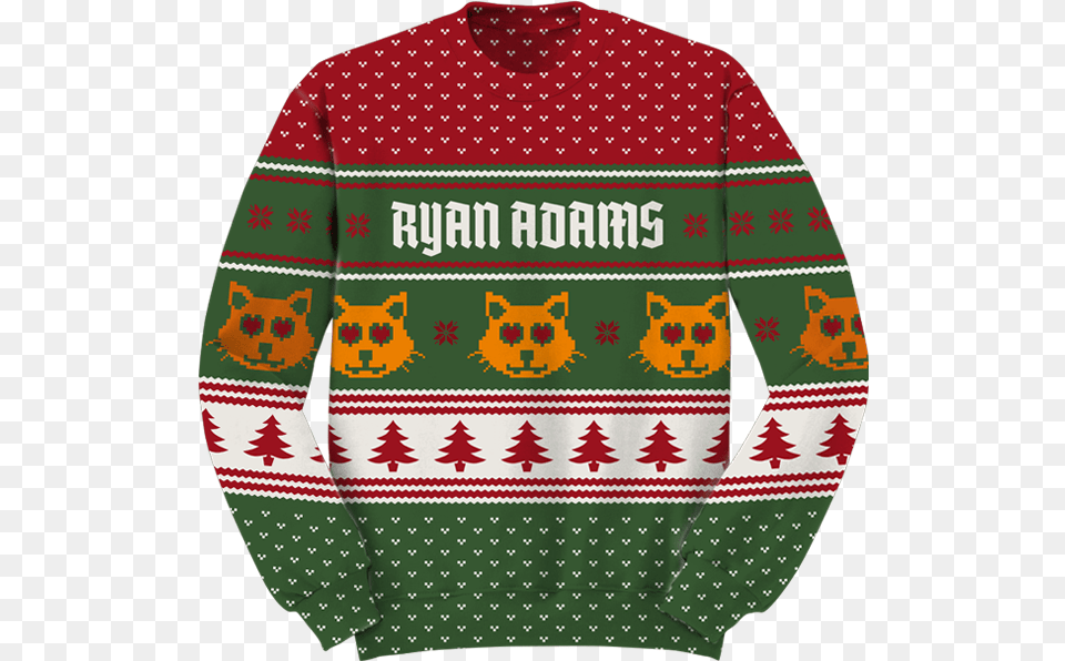 Christmas In February With The Ryan Adams Cat Sweater, Clothing, Knitwear, Sweatshirt, Person Free Transparent Png