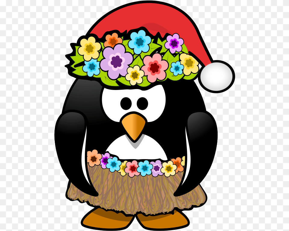 Christmas In July Penguin Hawaiian Penguin Clipart, Baby, Person, Flower, Plant Png Image