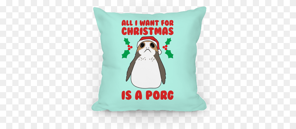 Christmas Is A Porg Throw Pillow All I Want For Christmas Is A Dogs, Cushion, Home Decor, Animal, Bird Free Transparent Png