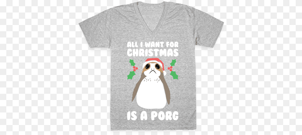 Christmas Is A Porg V Groundhog, Clothing, Shirt, T-shirt, Animal Free Png