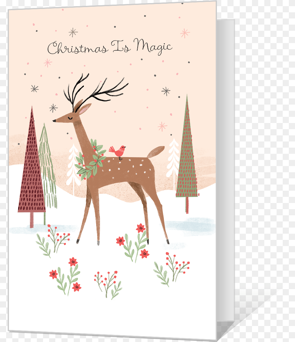 Christmas Is Magic Printable Reindeer, Animal, Mammal, Mail, Greeting Card Free Transparent Png