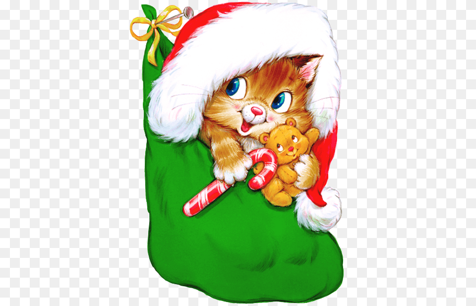 Christmas Kitten With Candy Images Christmas Kitten Clipart, Baby, Person, Teddy Bear, Toy Free Png