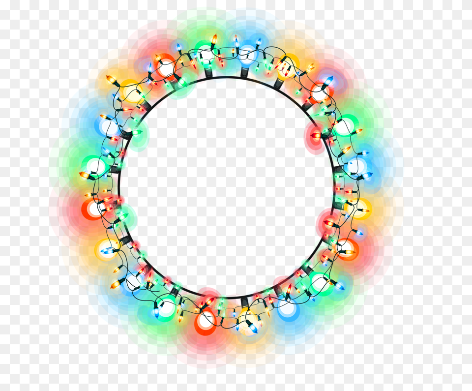 Christmas Lights In Circle Transparent Background Christmas Lights Circle, Accessories, Fractal, Ornament, Pattern Png