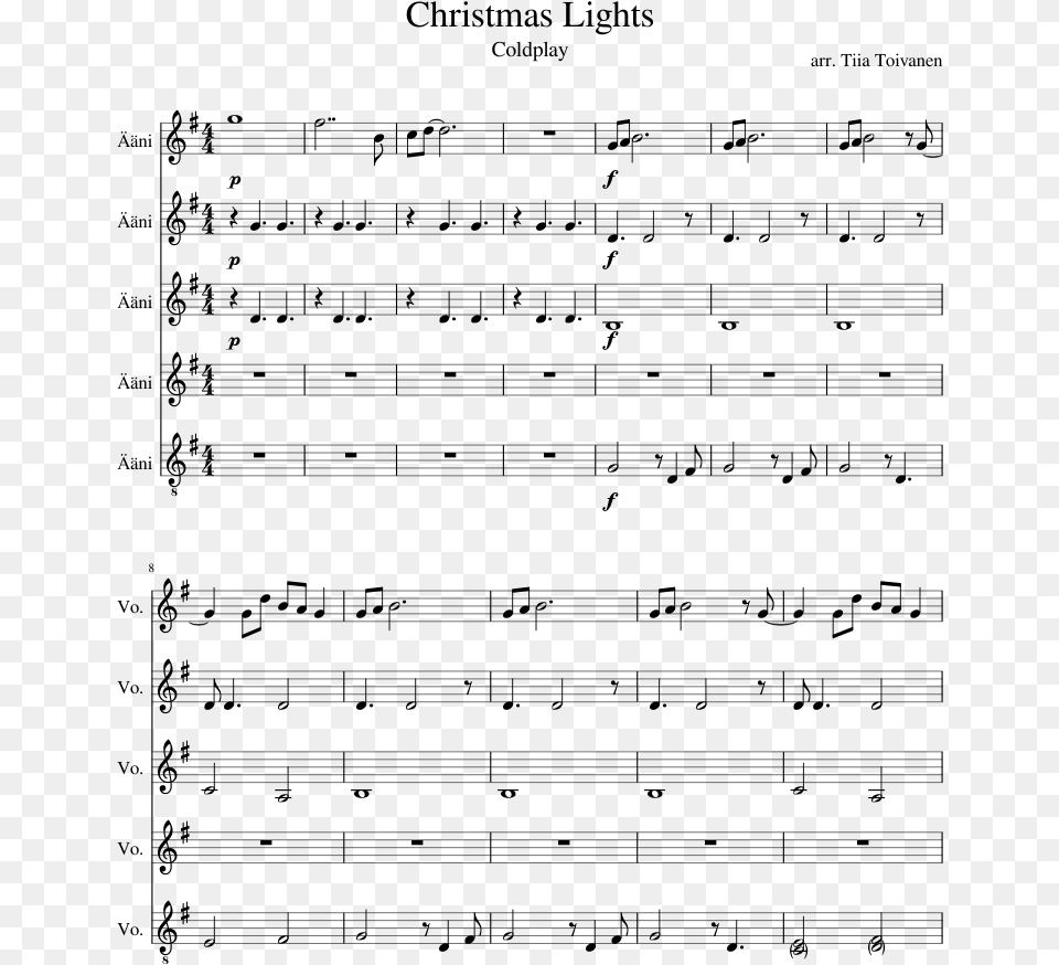 Christmas Lights Sheet Music Composed By Arr Sheet Music, Gray Free Transparent Png