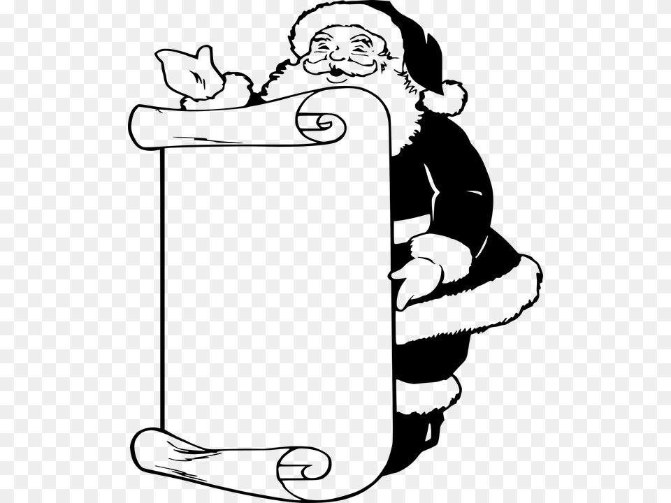 Christmas List Christmas Wish List Santa Santa Claus Black And White, Gray Png
