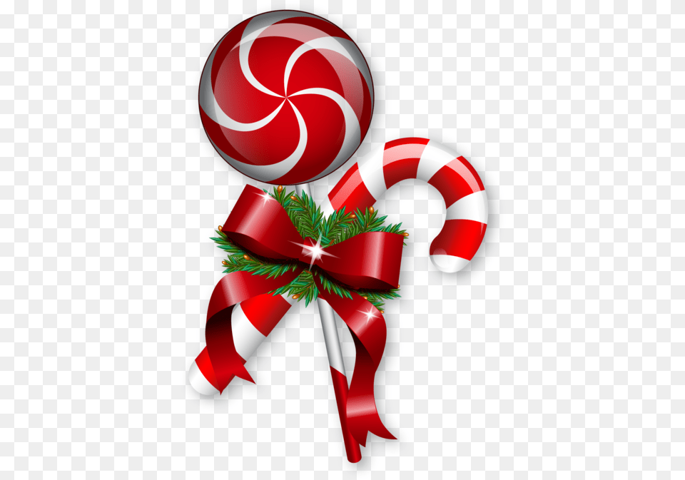 Christmas Lollipop And Sugar Cane With A Red Bow On Christmas, Candy, Food, Sweets, Dynamite Free Png Download