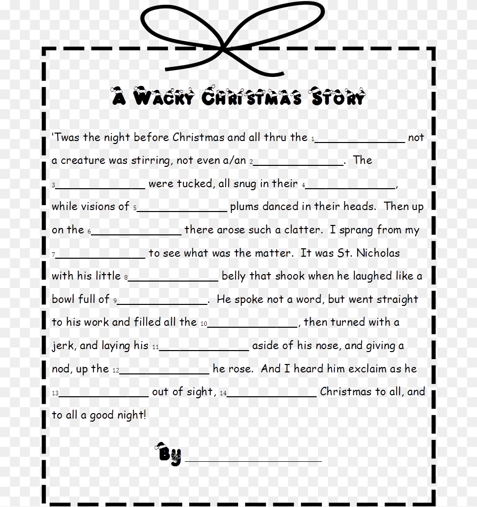 Christmas Mad Libs For Kids Christmas Party Games Christmas Story Mad Libs, Page, Text Png