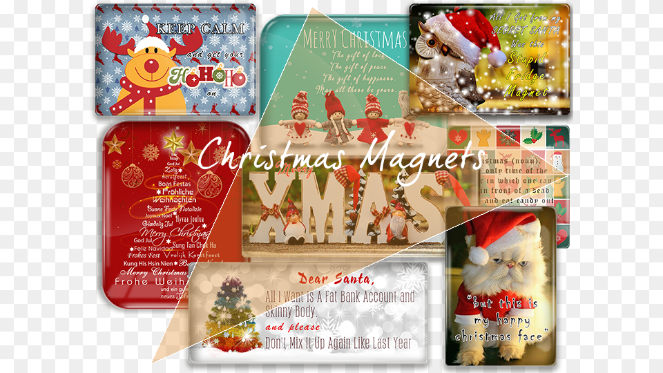 Christmas Magnets Assorted Christmas And Winter Themed Refrigerator Magnets, Greeting Card, Mail, Envelope, Poster Free Png Download