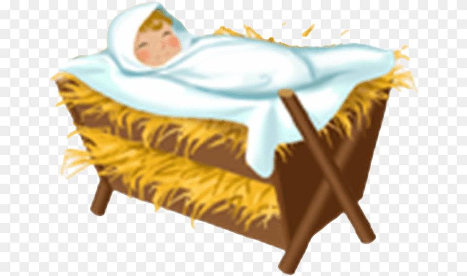 Christmas Manger File Baby Jesus In Manger, Furniture, Bed, Person, Face Free Png