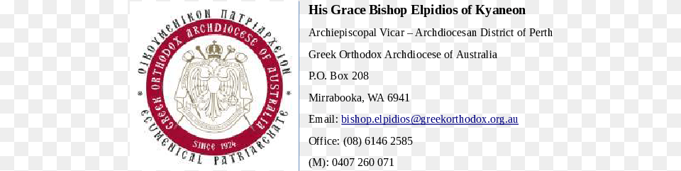 Christmas Message From His Grace Bishop Elpidios Of Kyaneon Language, Logo, Text, Badge, Symbol Free Png