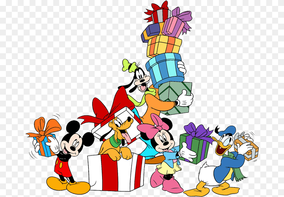 Christmas Mickey Mouse Minnie Donald Disney Christmas Clipart, Baby, Person, Cartoon, Book Png Image