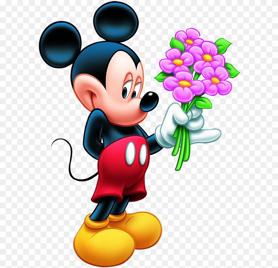 Christmas Minnie Mouse Ears Mickey Mouse With Flower, Art, Graphics, Baby, Person Png Image