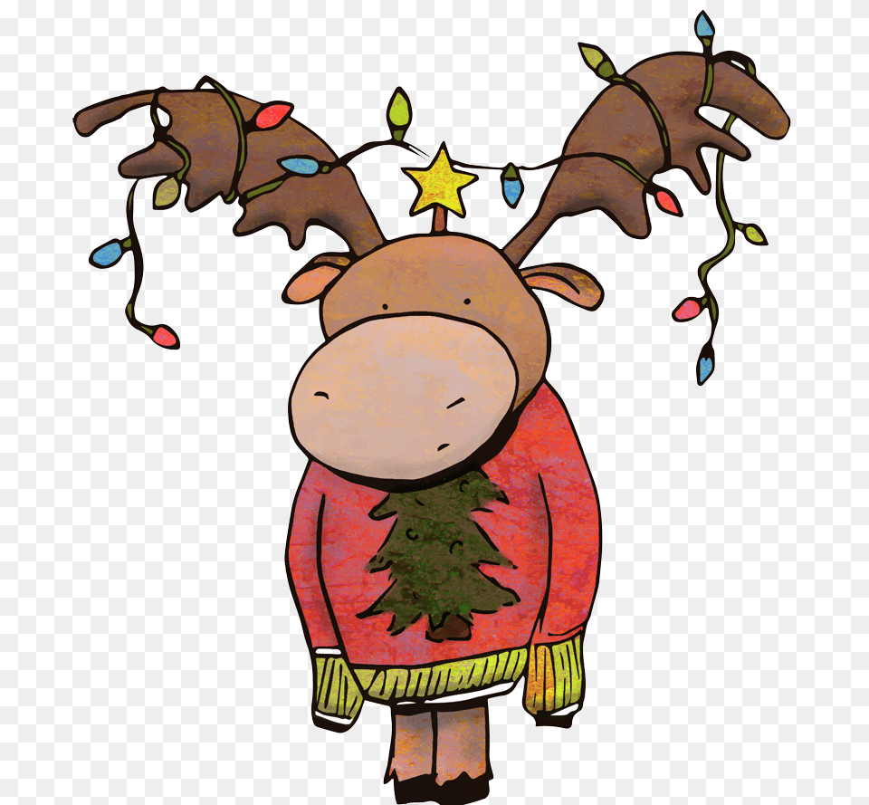 Christmas Moose Amanda Vacharat, Cartoon, Art, Baby, Person Free Png