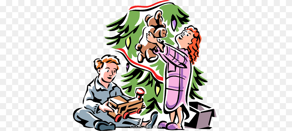 Christmas Morning With New Toys Royalty Vector Clip Art, Book, Comics, Publication, Baby Png