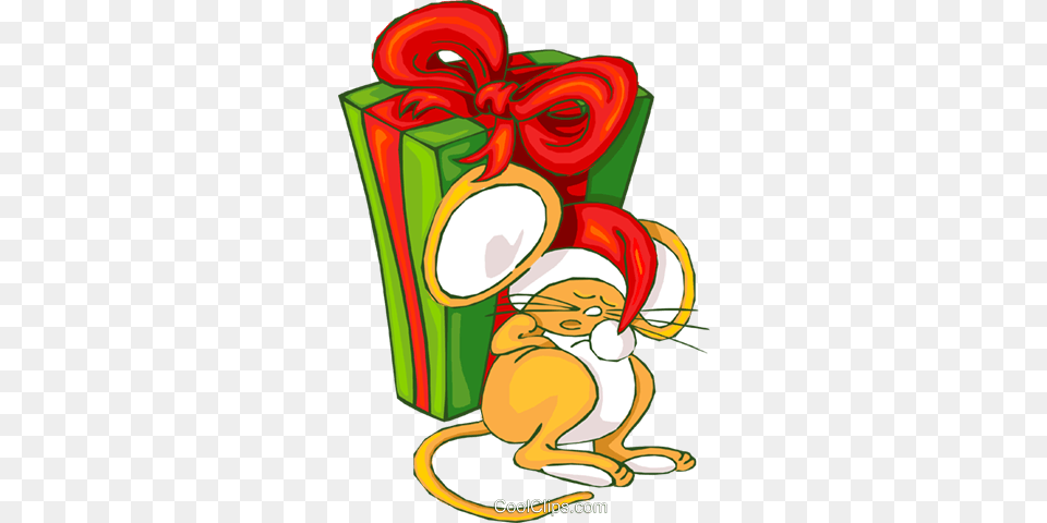 Christmas Mouse Asleep Royalty Vector Clip Art Illustration, Dynamite, Weapon, Face, Head Free Png