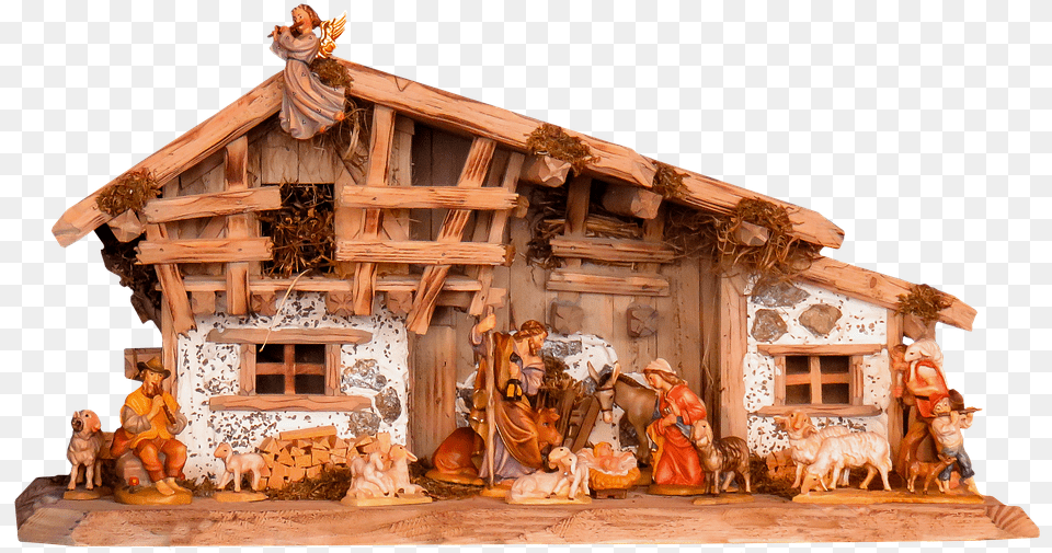 Christmas Nativity Scene Crib Father Christmas Cottage, Hut, Outdoors, Countryside, Rural Free Png