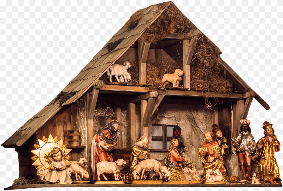 Christmas Nativity Scene Nativity Transparent Background, Hut, Architecture, Shelter, Building Png Image