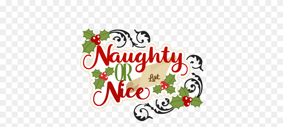 Christmas Naughty Or Nice Title Scrapbook Cute, Art, Mail, Greeting Card, Graphics Png