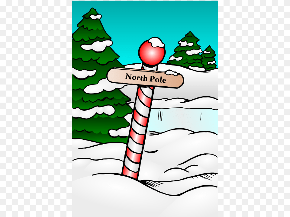 Christmas North Pole Cartoon, Plant, Tree, Fir, Outdoors Free Png Download