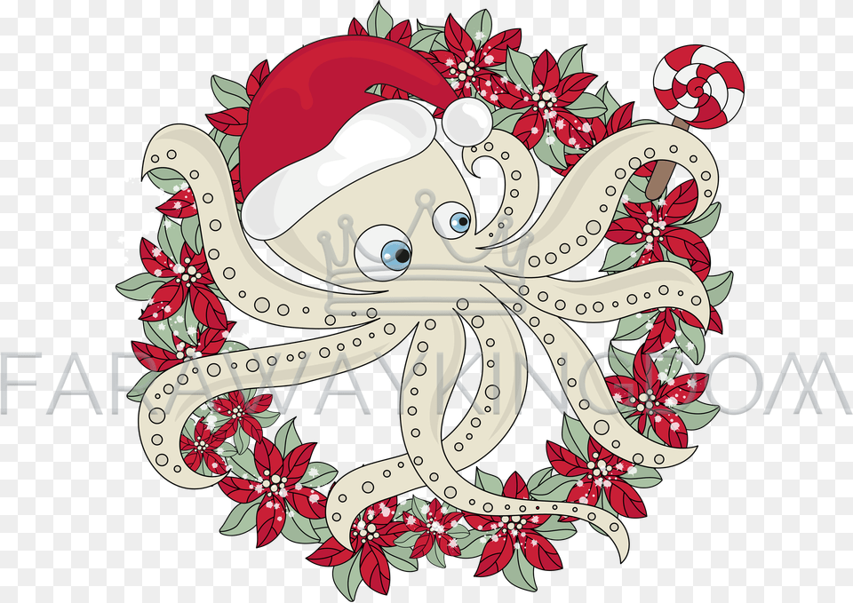 Christmas Octopus Icon New Year Cartoon Vector Illustration Christmas Octopus, Pattern, Accessories, Dynamite, Weapon Png Image