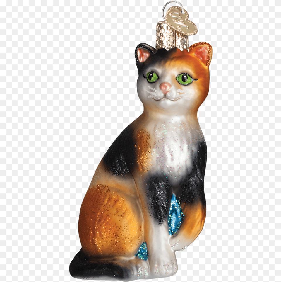 Christmas Ornament Cat Calico, Figurine, Animal, Pet, Mammal Free Transparent Png