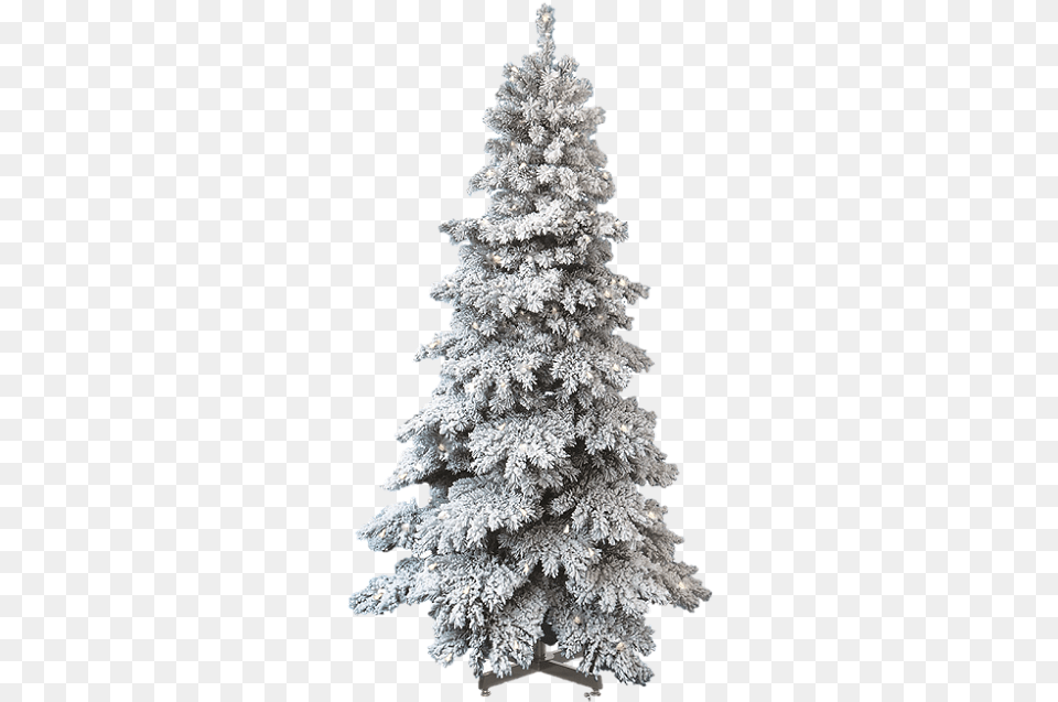 Christmas Ornaments In Snow Flocked Artificial Christmas Tree, Plant, Fir, Pine, Wedding Free Png