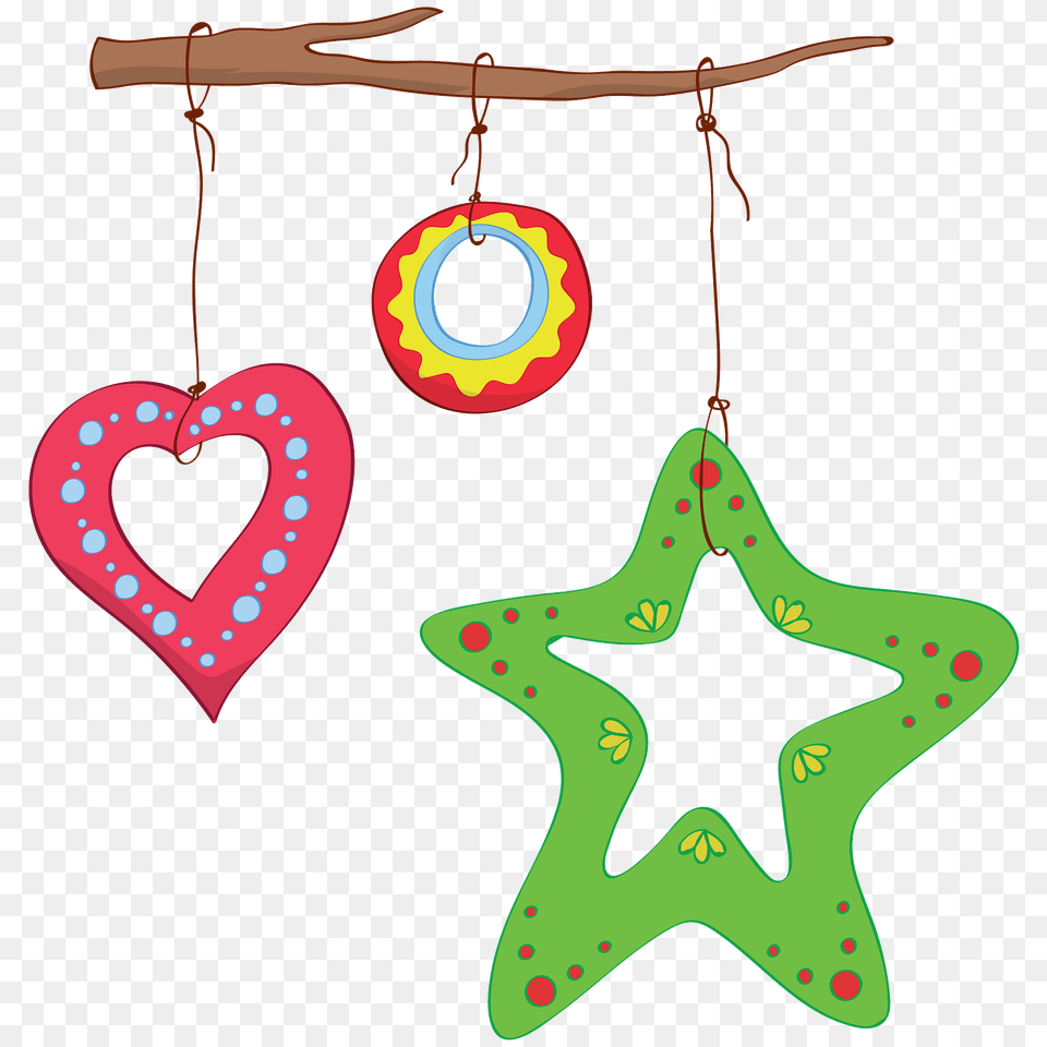 Christmas Ornaments On A Branch Clipart, Accessories, Earring, Jewelry, Symbol Png