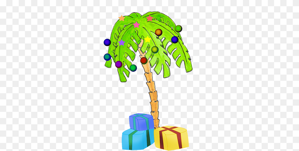 Christmas Palm Tree Decorated Gifts Christmas Palm Tree, Green, Plant Free Transparent Png