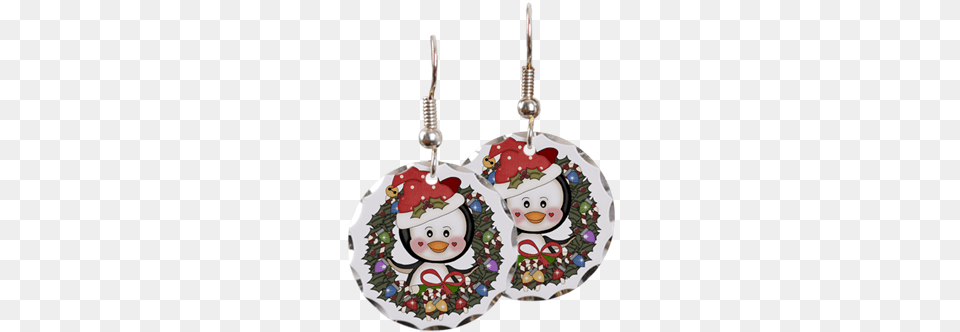 Christmas Penguin Holiday Wreath Earring Christmas Penguin Holiday Wreath Round Car Magnet, Accessories, Jewelry Png