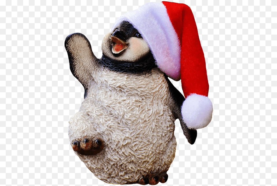 Christmas Penguin Santa Hat Dance Funny Figure Christmas Day, Animal, Beak, Bird, Bear Free Png Download