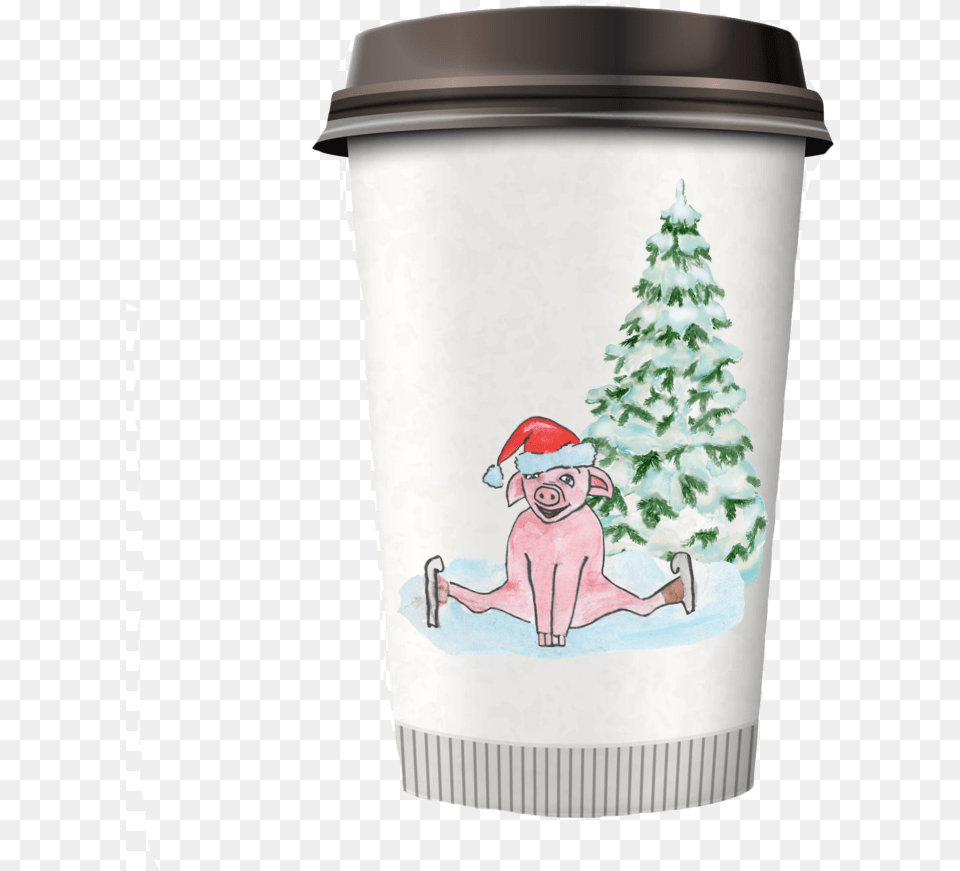 Christmas Pig Clipart Symbol 2019 Coffee Cup Plastic, Animal, Monkey, Mammal, Wildlife Free Png Download