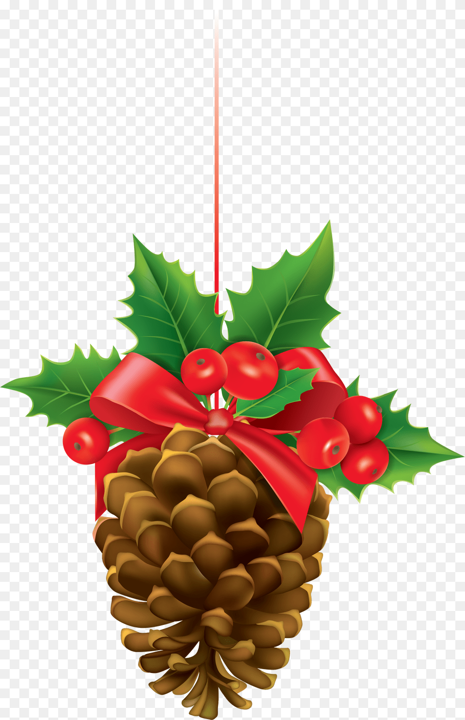 Christmas Pinecone With Mistletoe Clipart Christmas Pine Cone Clipart, Leaf, Plant, Tree, Food Png Image