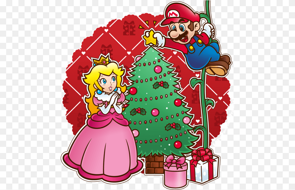 Christmas Present Clipart Transparent Background Mario And Peach Christmas, Christmas Decorations, Festival, Baby, Person Png