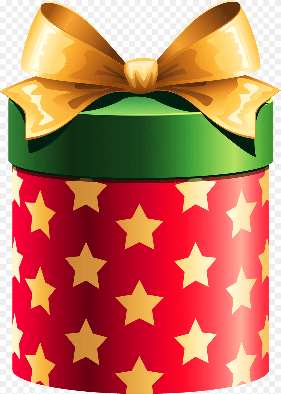 Christmas Present Round Red Gift Box With Gold Stars Christmas Gift Clipart, Dynamite, Weapon Free Png