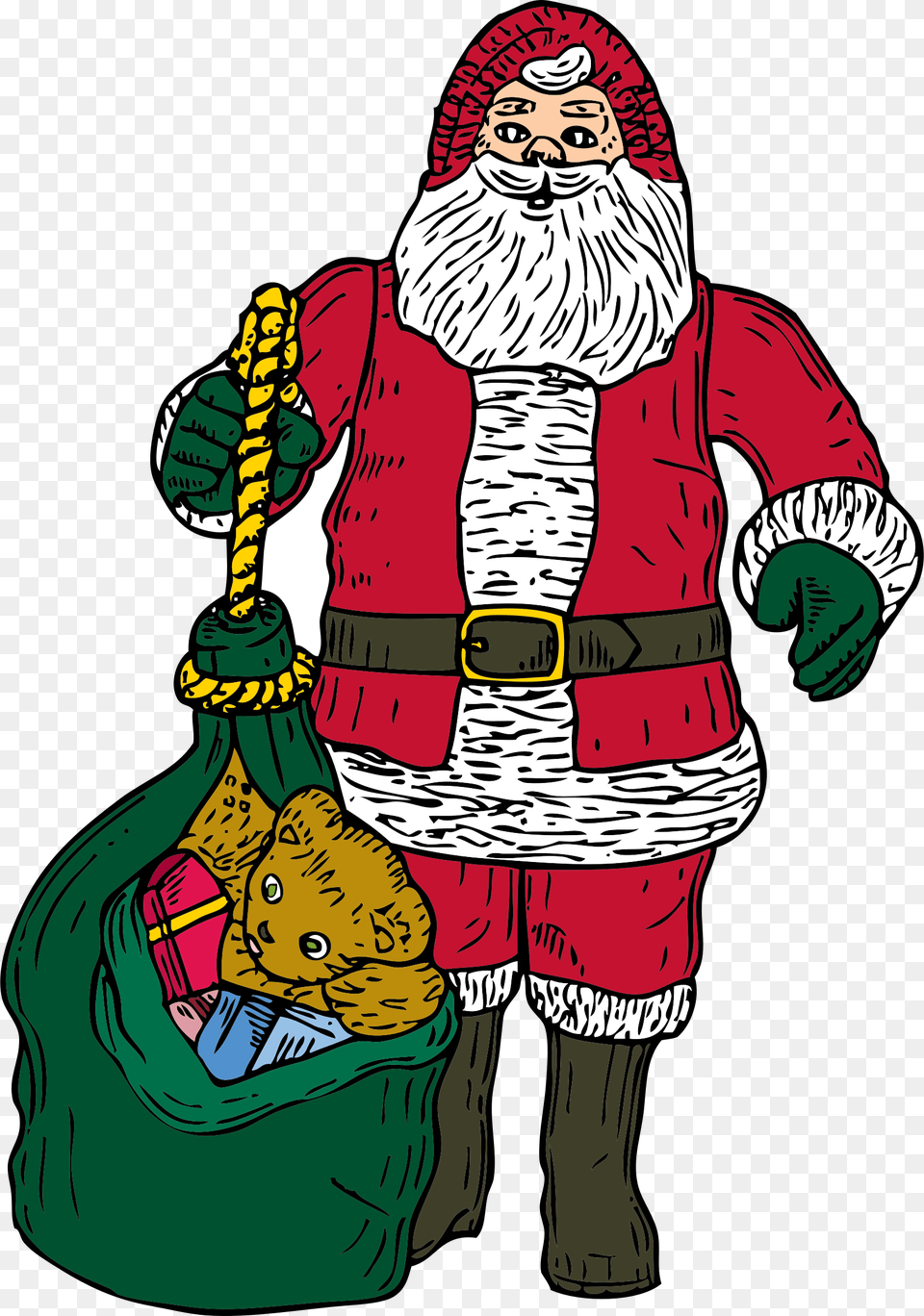 Christmas Present Sack Animated Santa With Bag, Adult, Female, Person, Woman Free Png Download