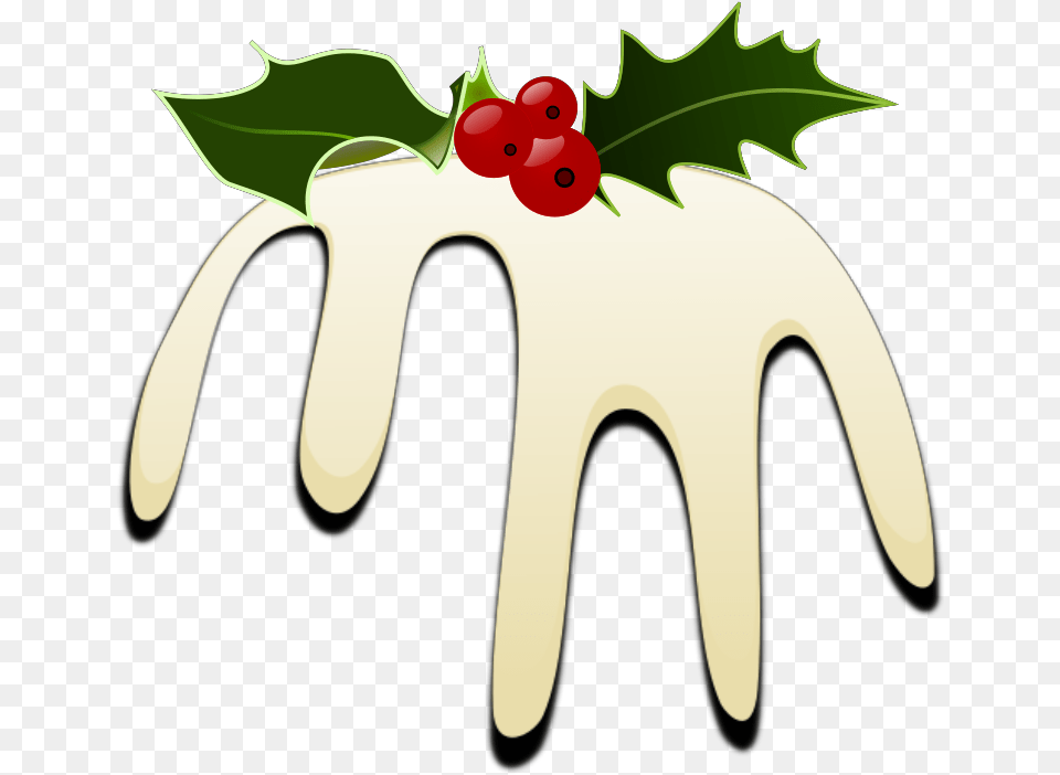 Christmas Pudding Svg Vector Clip Art Holly, Cream, Cutlery, Dessert, Food Free Png