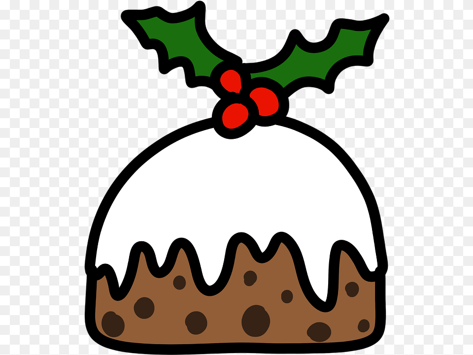 Christmas Pudding With Holly, Cream, Dessert, Food, Icing Free Transparent Png