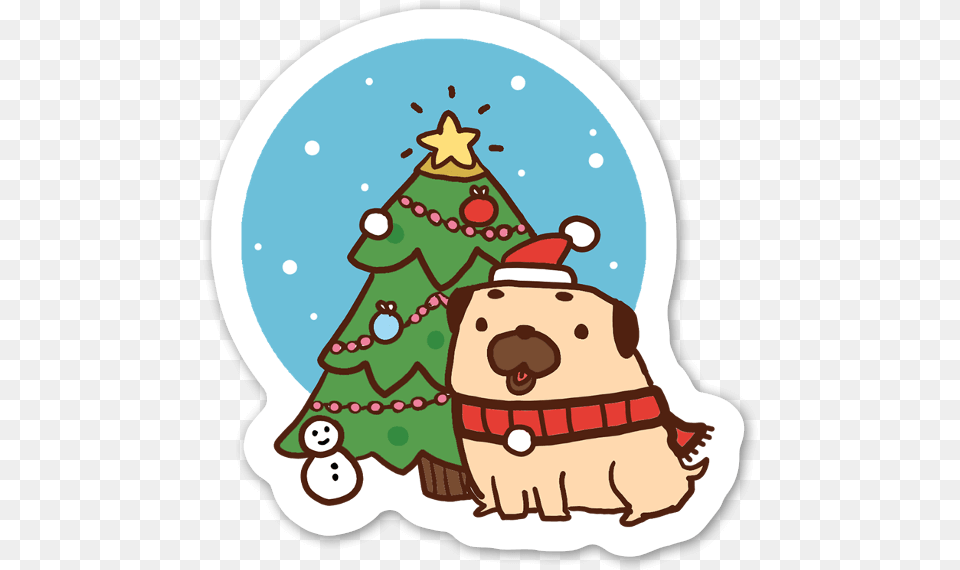 Christmas Pug Stickerapp Pug Navidad, Dessert, Cream, Food, Cake Free Png Download
