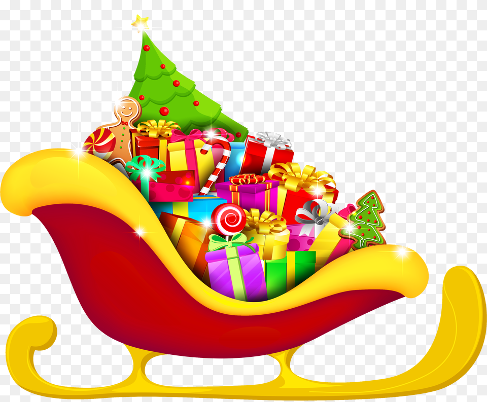 Christmas Red Sled With Presents Picture Gallery Yopriceville, Birthday Cake, Cake, Cream, Dessert Png