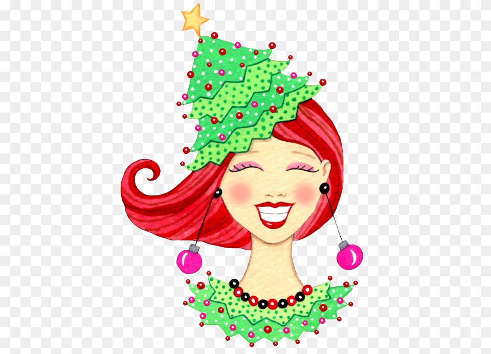 Christmas Redhead Shes Even Got My Cheekschristmas Girl Face, Accessories, Earring, Jewelry, Art Free Transparent Png