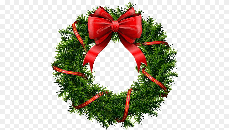 Christmas Reef 3 Image Christmas Wreath Red Bow, Plant Free Png Download