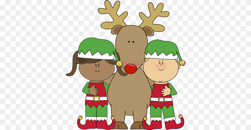 Christmas Reindeer Clipart Elves And Reindeer Clipart, Elf, Baby, Person, Face Png Image