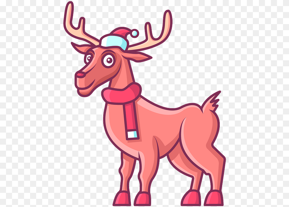 Christmas Reindeer Clipart Download Creazilla Cartoon, Animal, Deer, Mammal, Wildlife Free Transparent Png